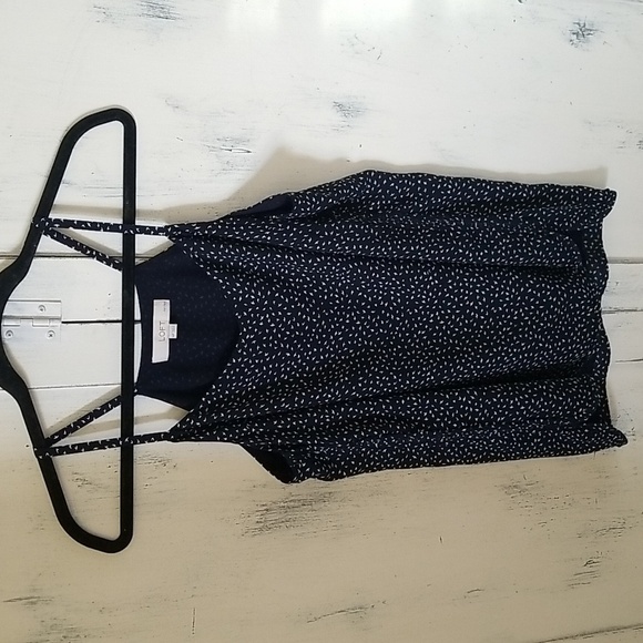 LOFT Navy blue with White print,  Tank sz Md Petite - Picture 1 of 5